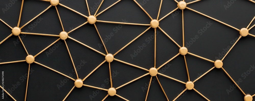 Poster A close-up view of interconnected geometric shapes, featuring lines and nodes against a dark background, representing a network or structure.