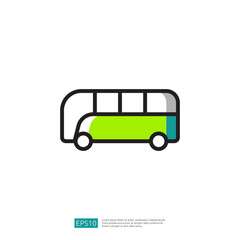 Colorful Modern Bus Icon With Rounded Edges In Green And Blue Color Scheme. A Simple Design For Transportation Icon. Urban Bus Illustration. Modern Transportation Icon