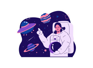 Illustration of an Aerospace Engineering Female Astronaut