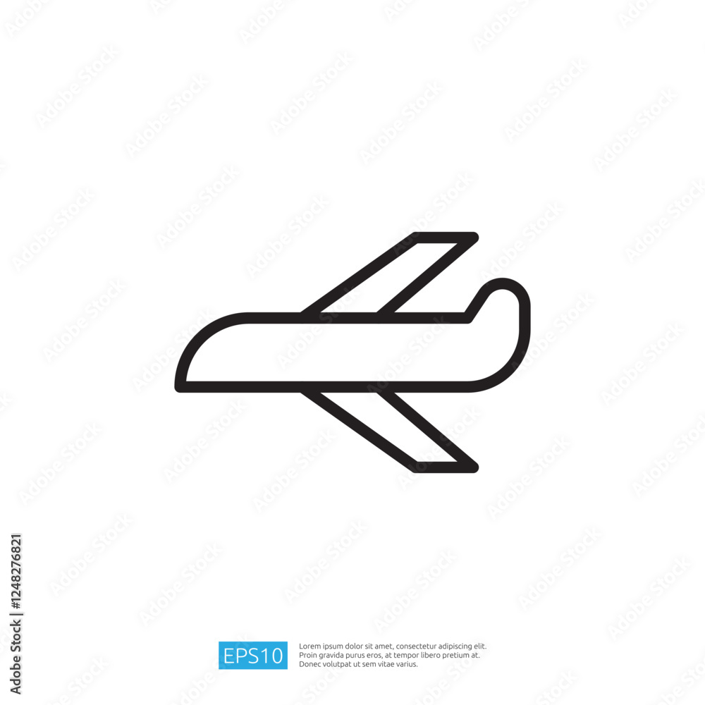 Poster minimalist line icon of an airplane symbolizing travel and adventure for modern design elements in d