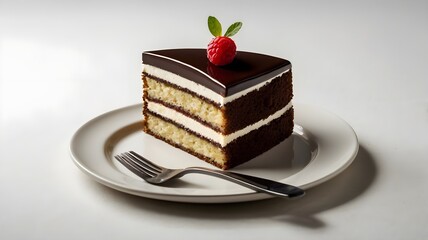 Decadent Slice of Chocolate Cake with Juicy Cherries: A Sweet Indulgence