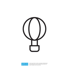 Travel Line Icon Featuring a Simple Hot Air Balloon Design Symbolizing Adventure and Exploration in Black and White Outline for Graphic Use