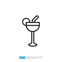 Stylized Line Art Lemon Glass with Straw and Lime Slice for Refreshing Beverages and Relaxing Moments at Social Gatherings