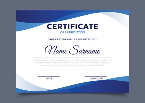 Elegant Blue Business wavy certificate template design - Powered by Adobe