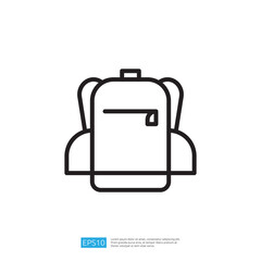 Stylized Outline Icon of a Backpack Representing Travel and Adventure Gear for Outdoor Enthusiasts in a Minimalist Design