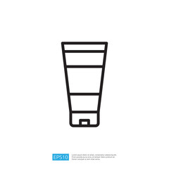 Minimalist Line Icon of a Skincare Product Tube Representing Beauty and Personal Care in a Clean and Modern Design