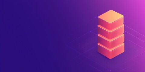 A vibrant graphic featuring stacked blocks against a gradient background, symbolizing data storage or cloud computing.