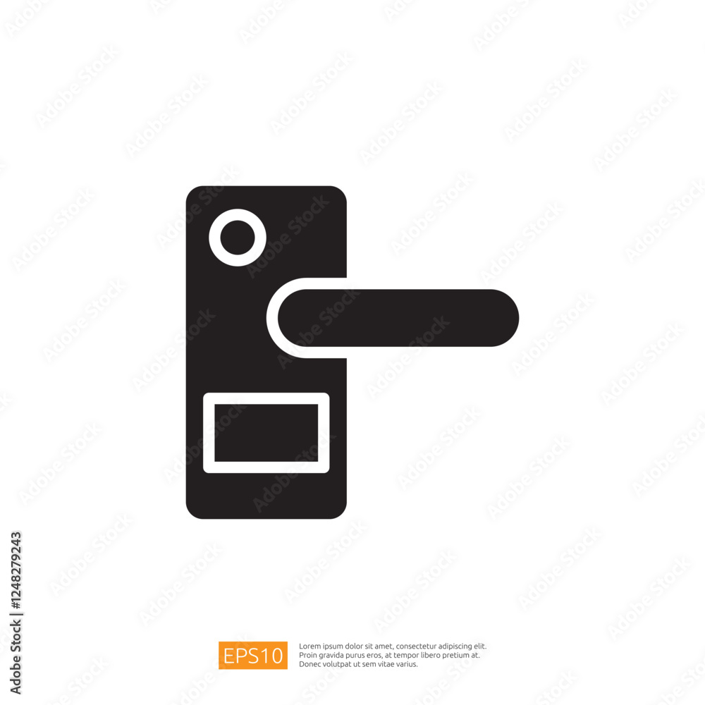 Poster minimalist door handle icon design representing access and security in modern architecture