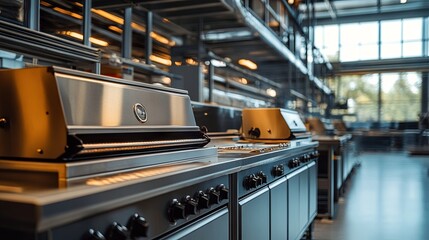 Production of Outdoor grills at the modern factory 