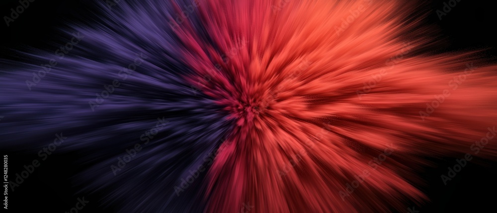 Poster holi concepts. abstract explosion of red and blue colors on a dark background.