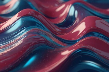 Wave of realistic shiny slime texture of delicate pink and blue shades. Side view close-up.