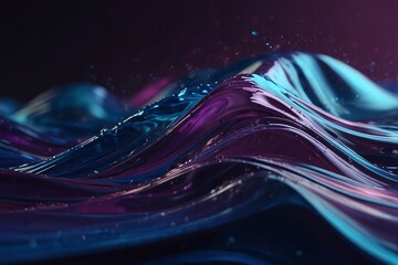 Wave of realistic shiny texture of slime of rich blue and purple hue. Side view close-up.