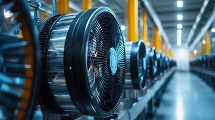 Fototapeta premium Manufacturing of portable fans in a modern factory 
