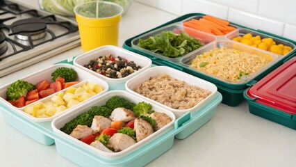 Colorful and Balanced Family Friendly Meal Kit with Variety of Healthy Ingredients