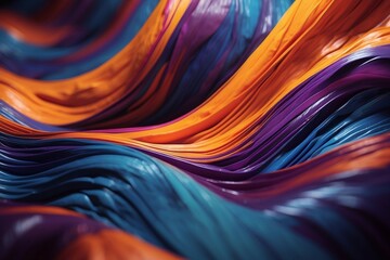 Flowing realistic texture of slime of rich blue, purple, orange and blue shades. Side view close-up.