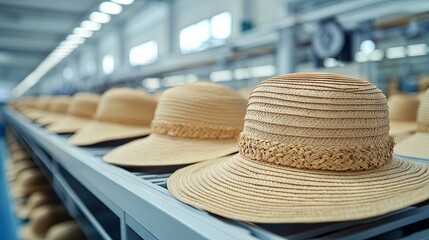 Production of sunhats at the modern factory