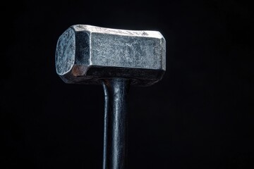 Industrial hammer with a metal head on a black background