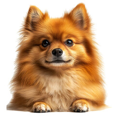 Obraz premium Adorable Pomeranian Dog Fluffy Red Fur Cute Puppy Pet Portrait