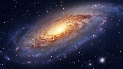 Fototapeta premium Stunning spiral galaxy in space showing swirling patterns of stars and nebulae in the vast universe