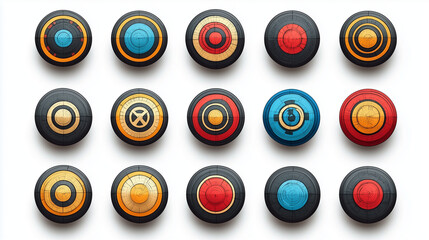 A series of icons with target destination themes, including sniper scope groups and focus cursor marks, isolated on white for clarity.