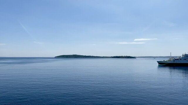 Ferry crossing the Oslofjord between Moss and Horten with another ferry passing by