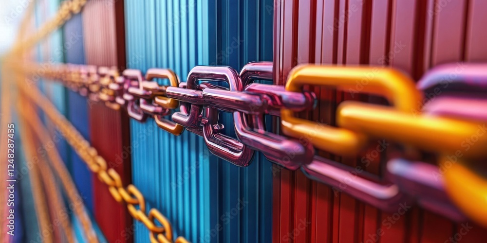 Poster blockchain security enhancing cross-border trade transparency on digital blockchain interface