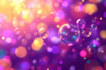 Vibrant party bubble background with confetti and festive lights for joyful celebrations