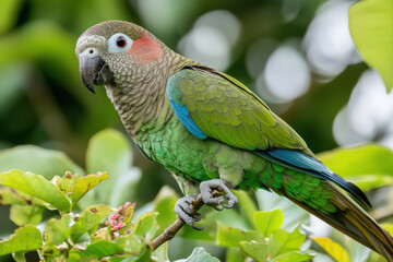 Obraz premium Colorful parrot is calm perched on branch in nature