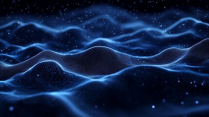 Abstract Blue Waves in Digital Landscape