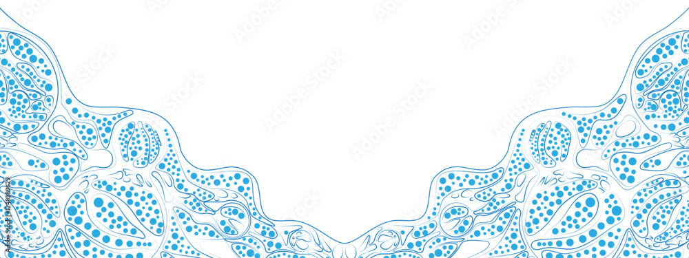Aufkleber blue vector background with an abstract chaotic texture. lines, particles, and circles create a cell