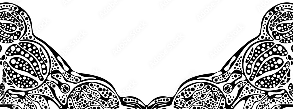 Poster monochrome vector background frame with a dynamic texture. chaotic waves, particles, and circles cre