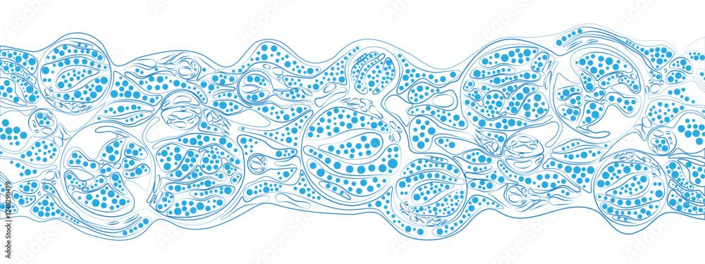 Aufkleber blue vector background with an abstract chaotic texture. lines, particles, and circles create a cell