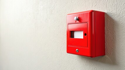 Red Fire Alarm Box on Wall - Safety Emergency Alert System - Stock Photo