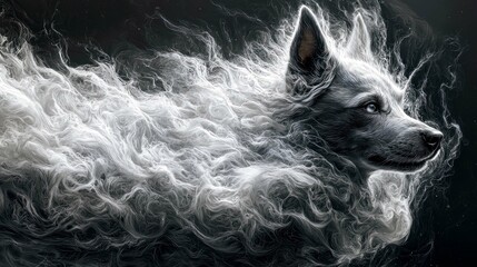 Ethereal Wolf: A Digital Painting of Mystical Canine in Smoke and Light