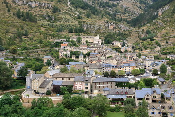 The village of Sainte-Enimie in the Gorges du Tarn, one of the most beautiful villages in France. Occitanie, Lozere, Florac © Dynamoland