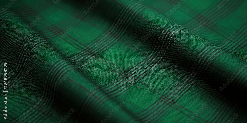 Poster st patrick's day concepts. elegant green textured fabric with a subtle plaid pattern.