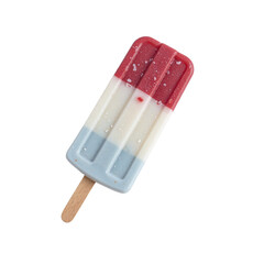 A delicious three-colored popsicle on a cutout background.