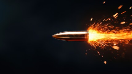 A bullet with flames shooting out of it soaring through a dark pit creating an intense visual effect