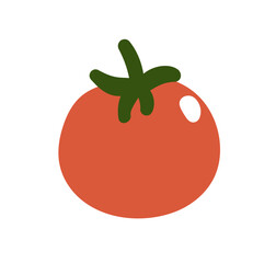 Fresh red tomato with green top. Healthy organic vegetable. Natural vitamin food, eating. Raw farm fruit icon, agriculture crop. Flat graphic vector illustration isolated on white background