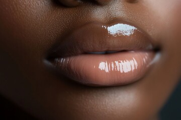 A striking close-up view highlights the beautiful, full lips of an African American woman