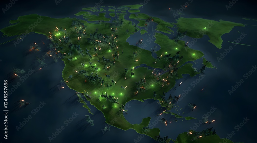 Poster detailed geographical map visualizing the distribution and habitat loss of endangered species around