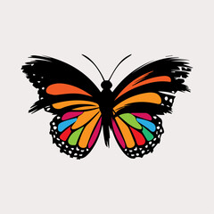 Vibrant and Colorful Multicolored Butterfly Isolated on White Background – Detailed Butterfly Template Vector Illustration for Nature and Art Design Projects