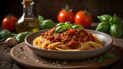 A Bowl of Spaghetti Drenched in Rich, Homemade Tomato Sauce