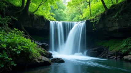 Obraz premium high waterfall in the mountains