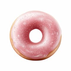 Realistic Pink Glazed Donut with Sprinkles and Golden Brown Dough Isolated on Transparent Background. Generative Ai.