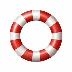 Realistic Red and White Lifebuoy Ring with Glossy Surface Isolated on Transparent Background. Generative Ai.