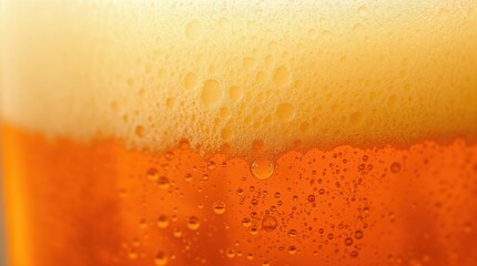 Craft larger beer texture with a rich amber color and a thick, creamy head. Copy space