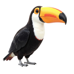 Fototapeta premium A toucan bird illustration with a large colorful beak against a cutout background.
