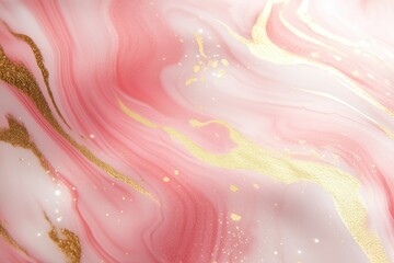 Fototapeta premium Soft pink marble with gentle white and gold streaks on an isolated white background creating a luxurious backdrop