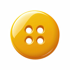 Fototapeta premium Realistic Yellow Sewing Button with Four Holes and Glossy Surface Isolated on Transparent Background. Generative Ai.